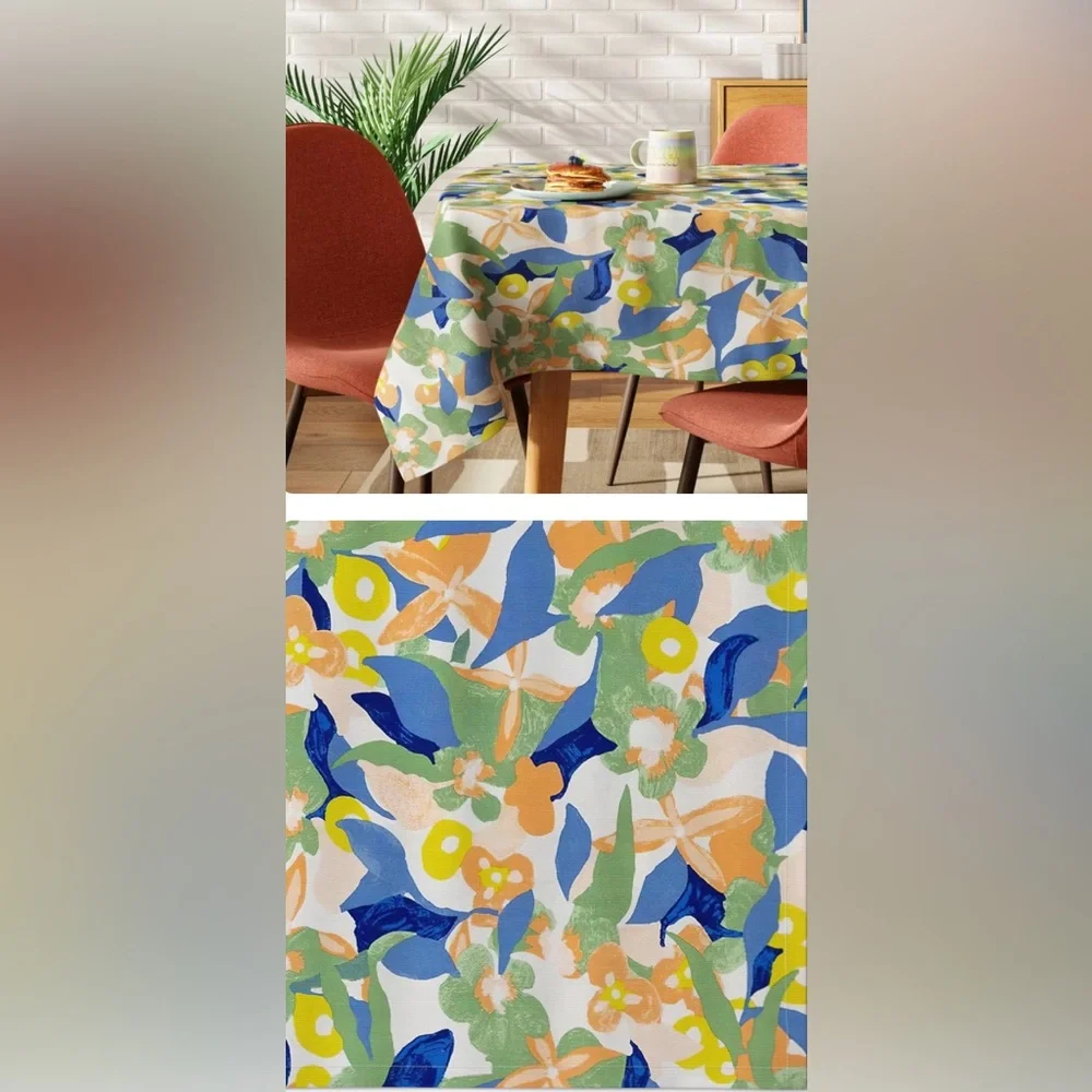 FLORAL COTTON RECTANGULAR TABLECLOTH